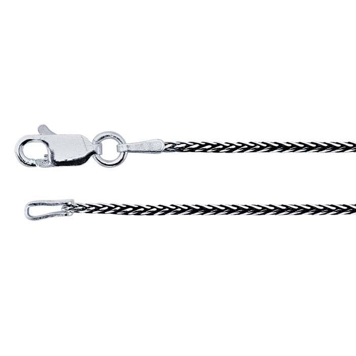 A diamond-cut wheat chain with black rhodium plating